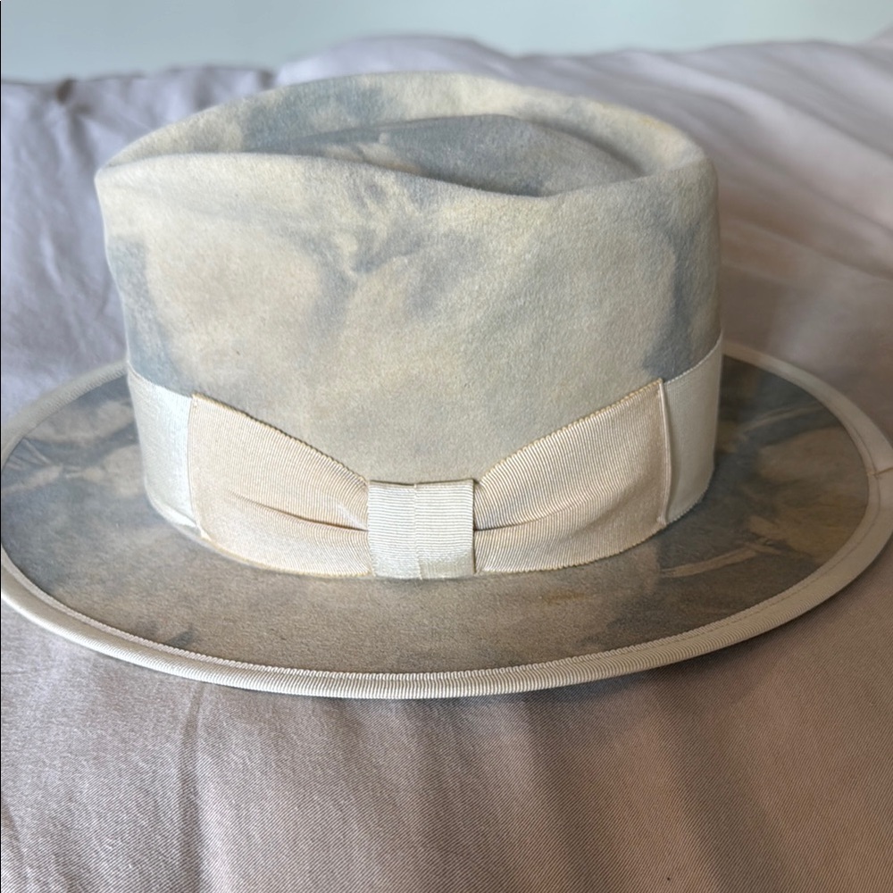 New Teressa Foglia 100x beaver felt tie dye hat 7 56 blue white Nick Fouquet